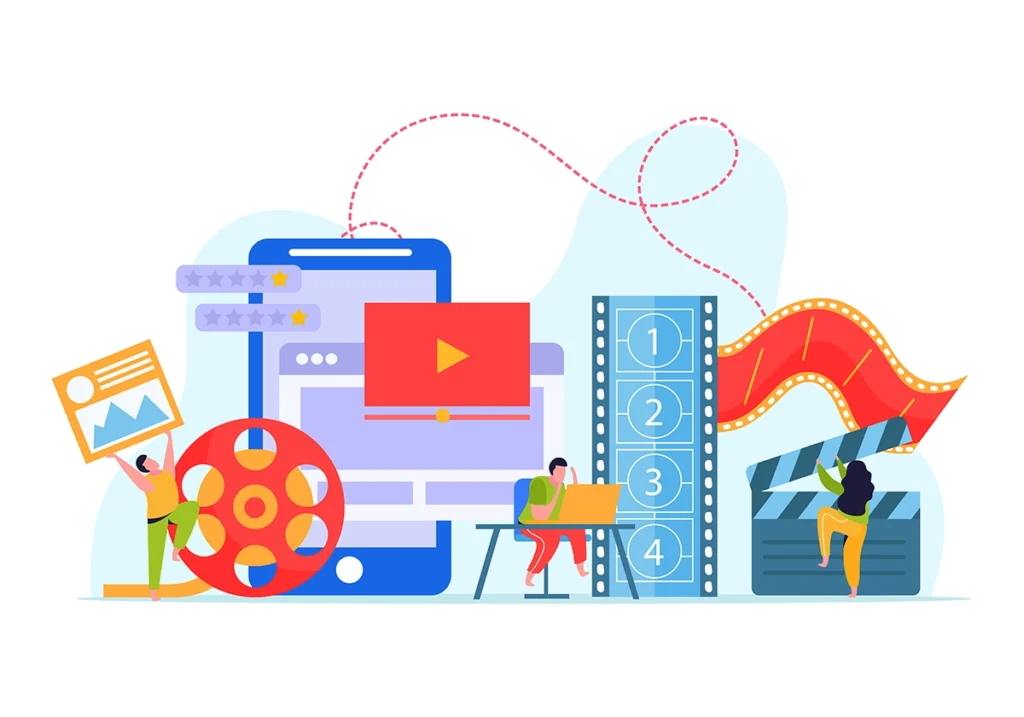 Illustration du processus de création vidéo d'entreprise