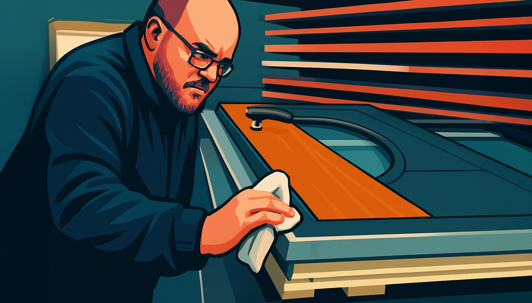 un employé de PME qui finalise la fabrication d'une porte en aluminium dans un atelier